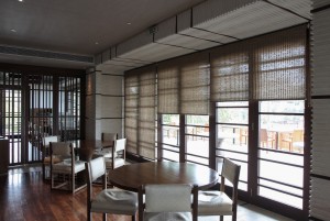 Natural fabric roller blinds @ Matsuhisa, Four Seasons, Vouliagmeni