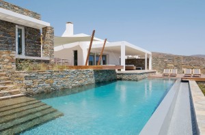 8-corner tensile membrane @ private house, Tinos