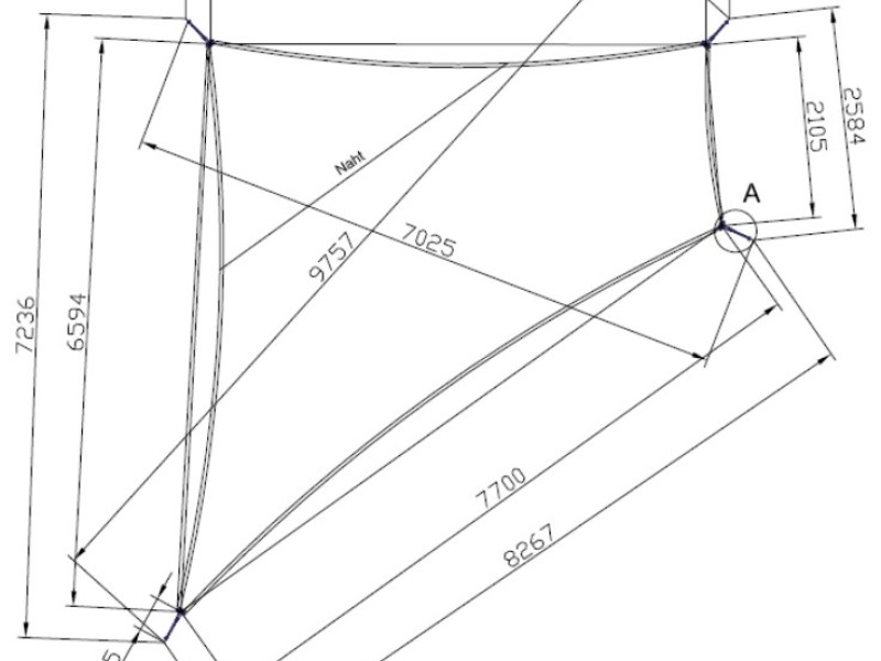 'ALL SEASON' SUN-SAIL / GREY COLOR / 6,30X7,20X8,26X2,58m