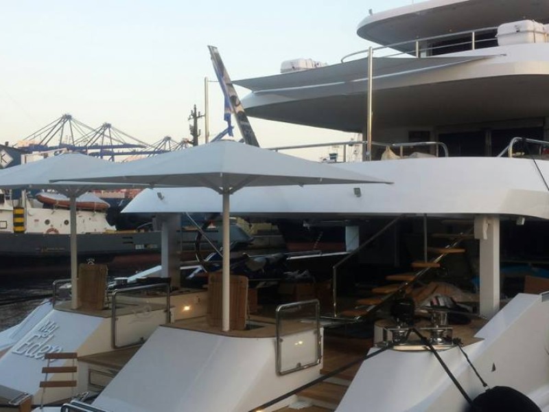 Umbrellas and Sun-Sails @ 'My Eden' mega-yacht