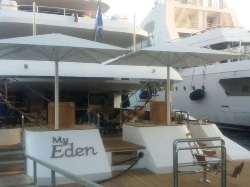 Umbrellas and Sun-Sails @ 'My Eden' mega-yacht